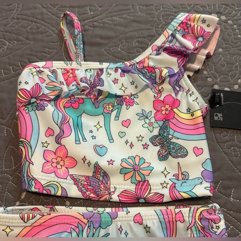 Okie Dokie Toddler Girls Magicorn Land 2 Piece Bikini NWT Size 18M